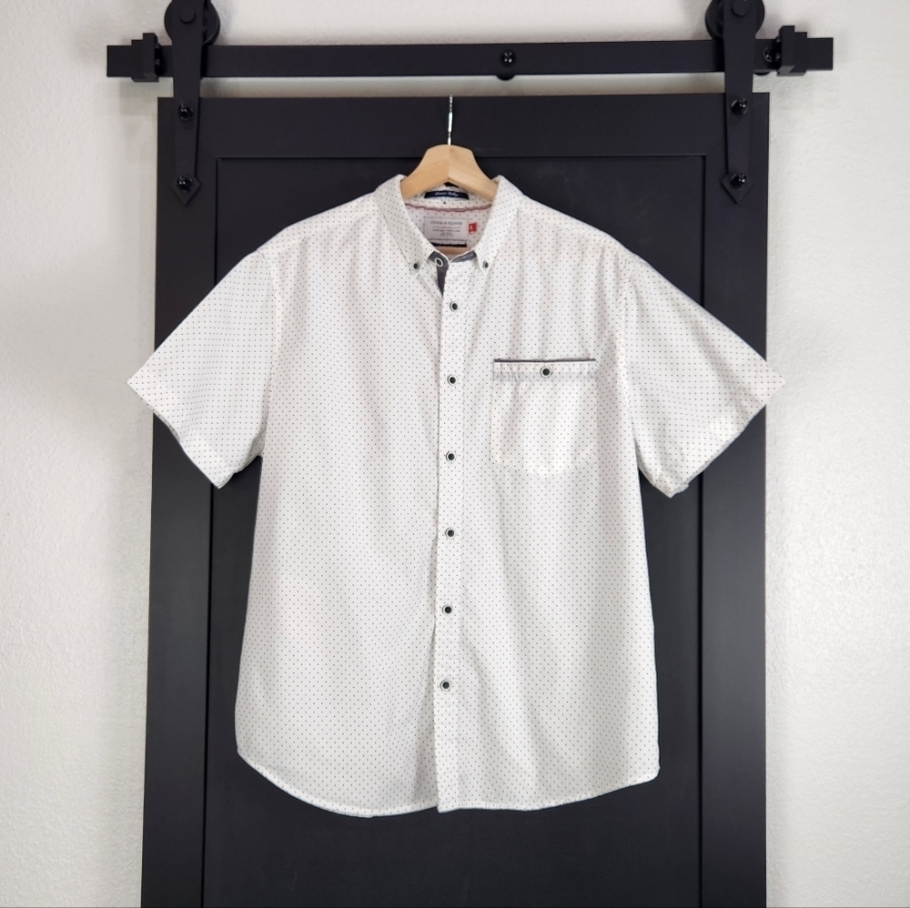DENIM & Flower Polka Dot Slim Fit Shirt Size XL